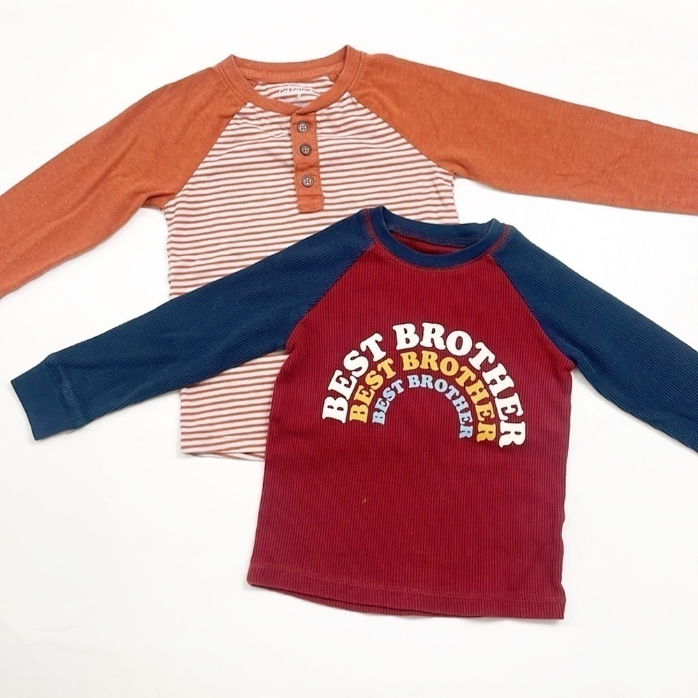 Cat & Jack striped long sleeve shirt + Garanimals toddler boys waffle knit long